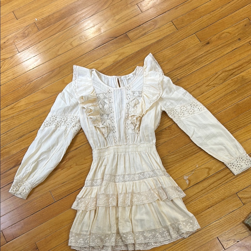 LoveShackFancy Cream Textured Dress